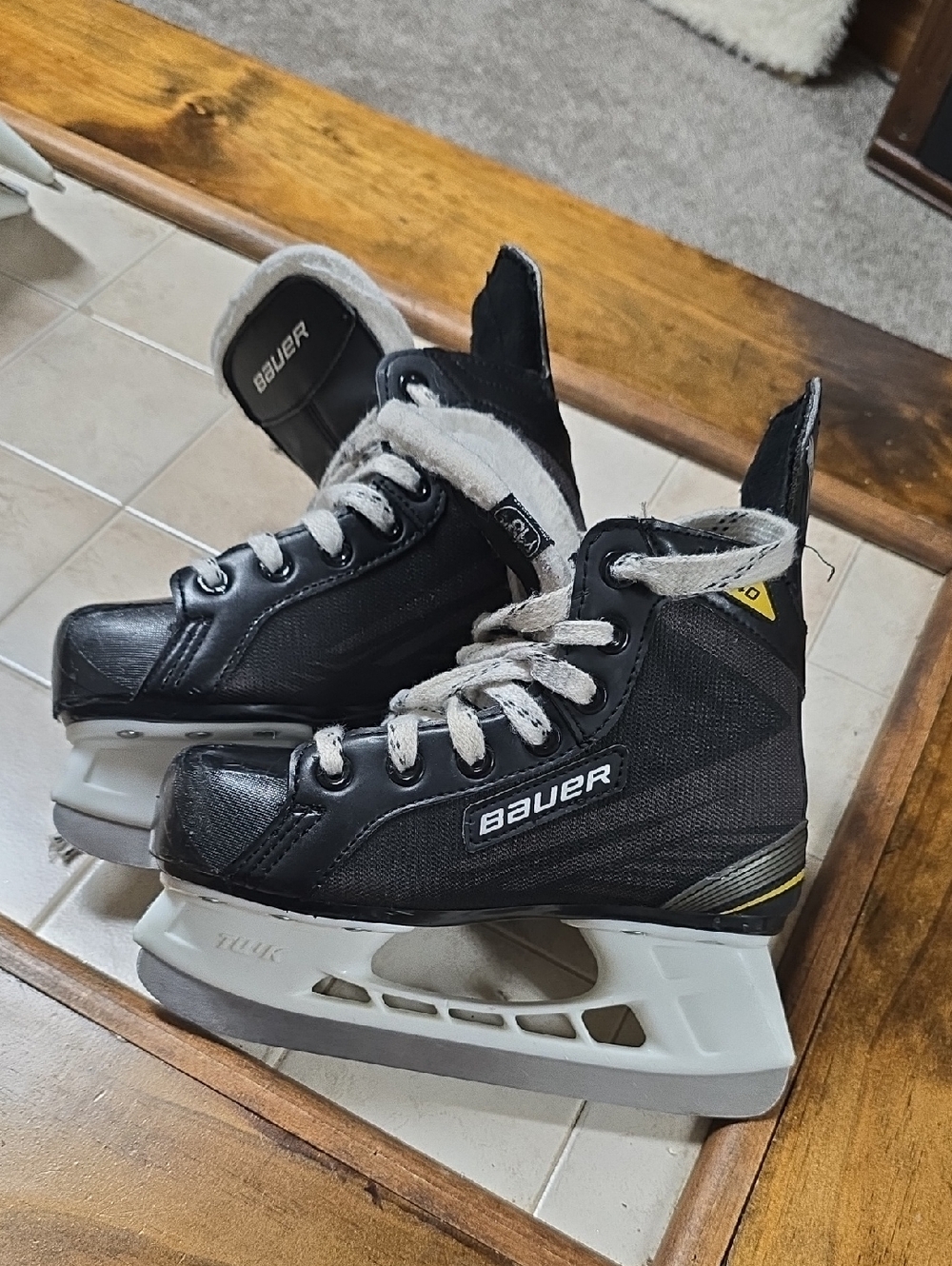 Bauer Black and White Youth Ice Hockey Skates